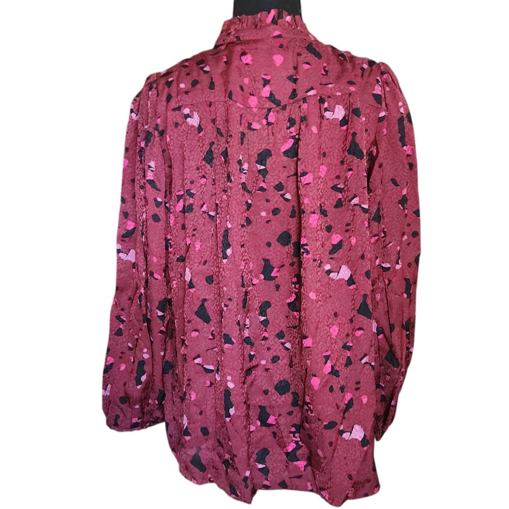 ba&sh Tonka Blouse Bordeaux Abstract Jacquard Red Size X Small NWT $264 - Picture 4 of 7